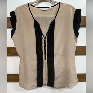 New York & Company Beige and Black Blouse